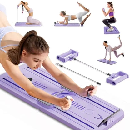 Commercial Home Foldable Pilates Board Reformer Abdominal Core Trainer Ab Exercise Abs Roller Workout Equipment