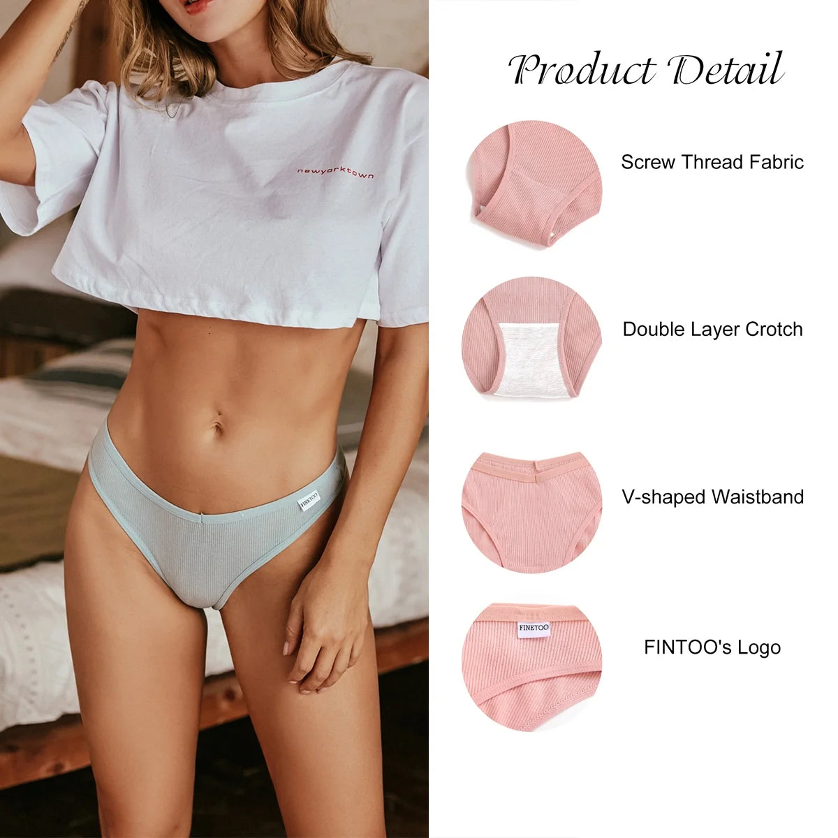 Womens Cotton Underwear Soft Stretch Bikini Panties High Cut Panties Sexy Low Rise Hipster Cheeky S-XL 6Pack