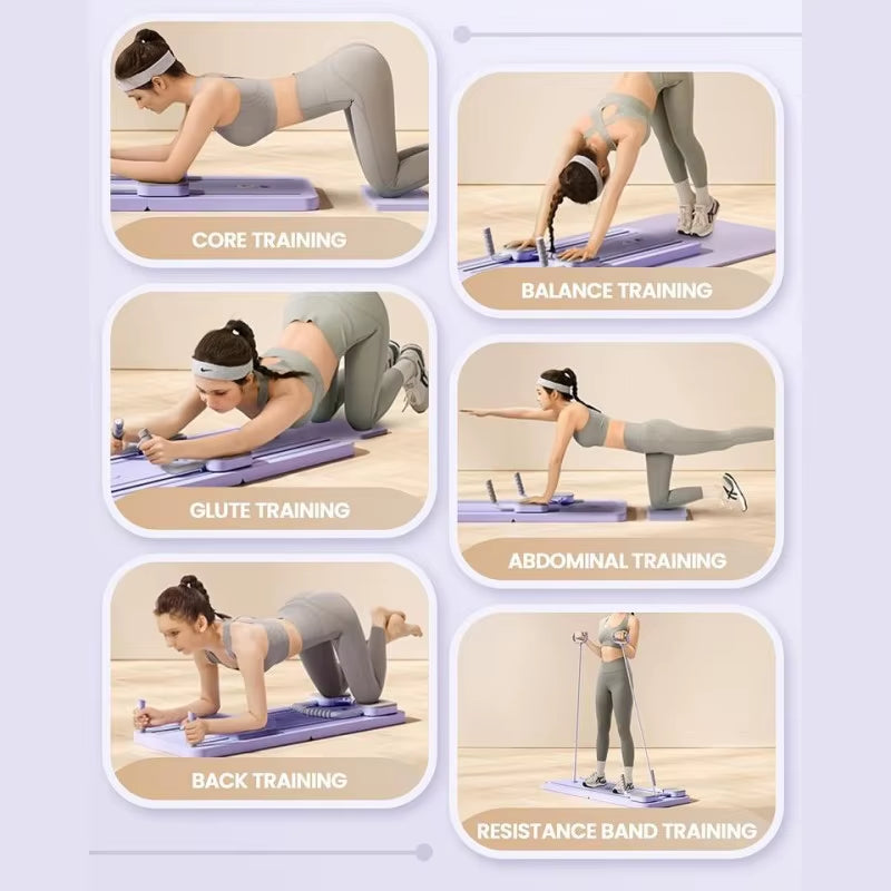 Commercial Home Foldable Pilates Board Reformer Abdominal Core Trainer Ab Exercise Abs Roller Workout Equipment